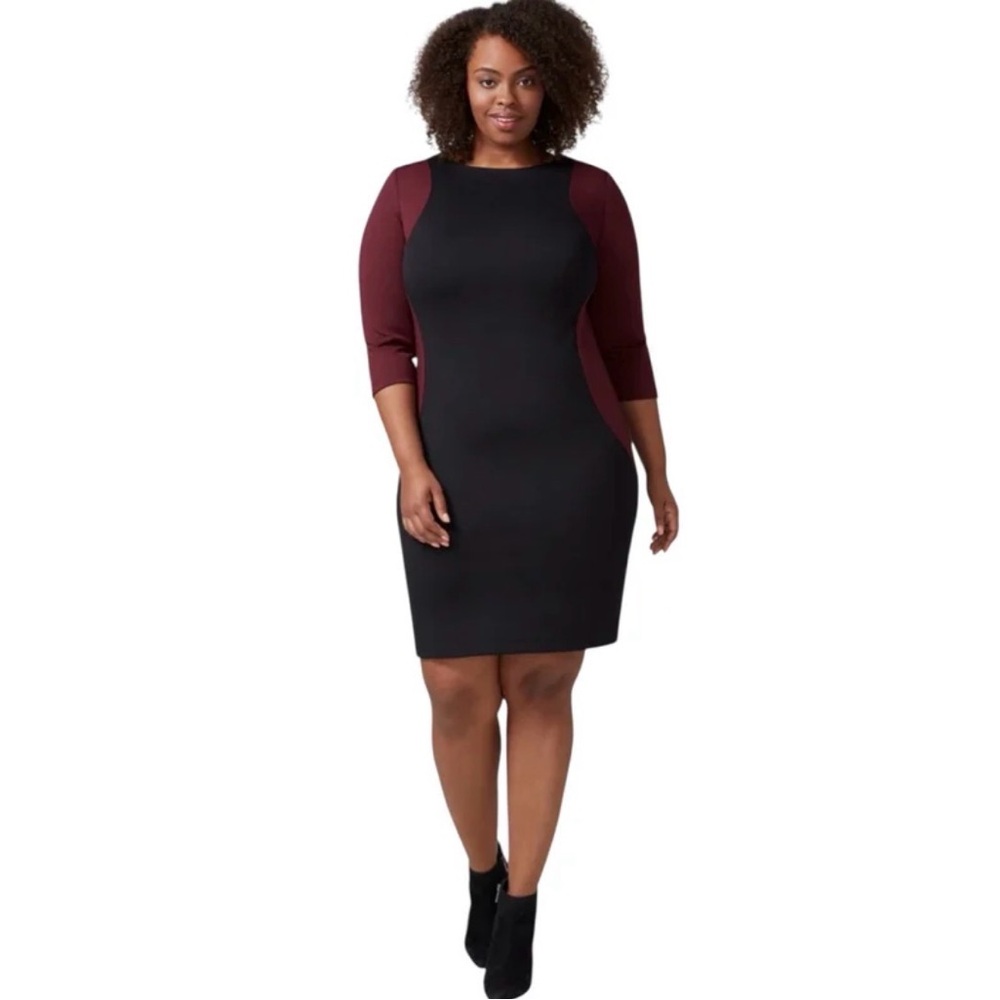 Lane Bryant NEW Colorblock Sheath Dress Womens Plus 22 Wine/Black